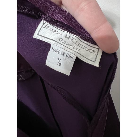 90s Jessica McClintock Gunne Sax Maxi Satin Prom Dress Plum Purple 7/8 Y2K VTG - Picture 7 of 14